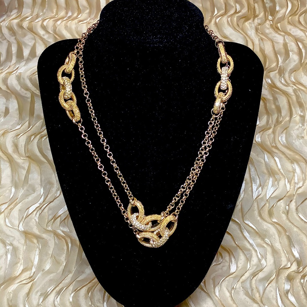 Banana Republic Gold Tone Rhinestones Necklace